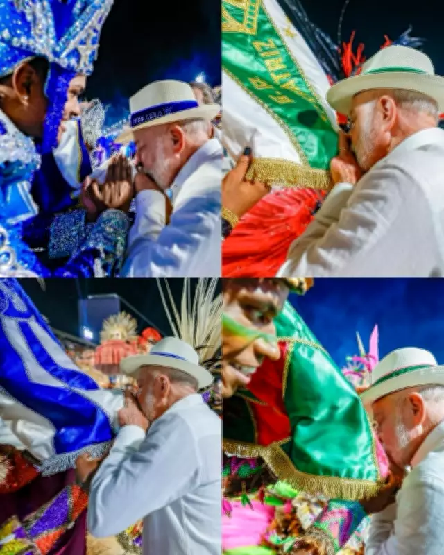 Lula cumprimenta escolas de samba no Sambódromo e enfrenta críticas por homenagem da Acadêmicos de Niterói