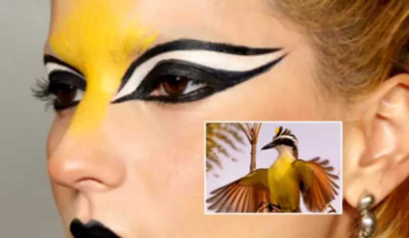 Maquiadora transforma rosto em tela para homenagear aves brasileiras em série artística