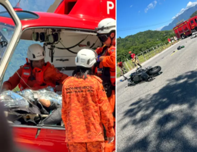 Motociclista sofre grave acidente na RJ-122 e é resgatada de helicóptero após colisão