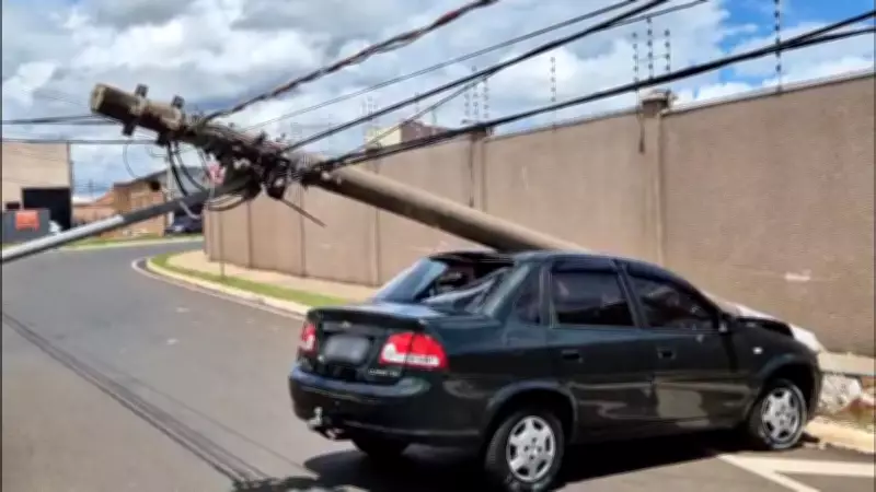 Motorista bate em poste ao tentar espantar abelha dentro do carro em Franca, SP