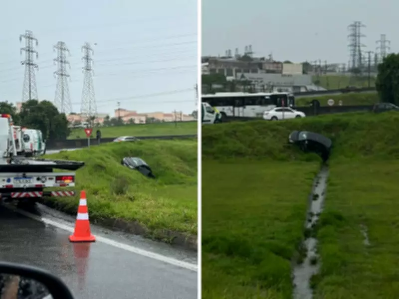 Motorista fica ferido após carro cair de alça de acesso entre Anhanguera e Santos Dumont em Campinas