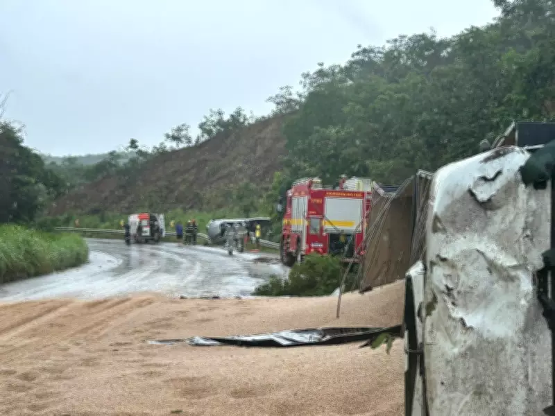 Motorista morre após colisão com carreta de feijão na contramão na BR-251 em Unaí
