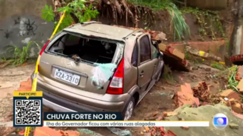 Motorista passa mal em carro durante temporal na Ilha do Governador