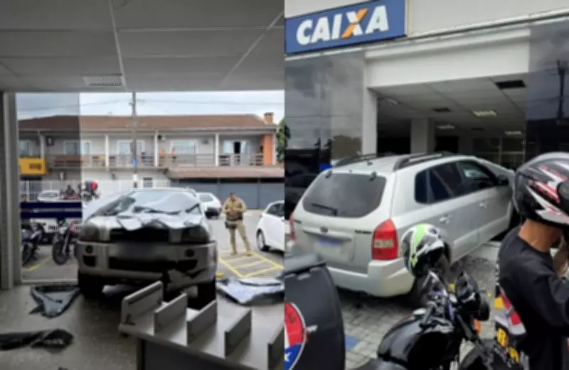Motorista perde controle, invade agência bancária e fere clientes com estilhaços em Joinville