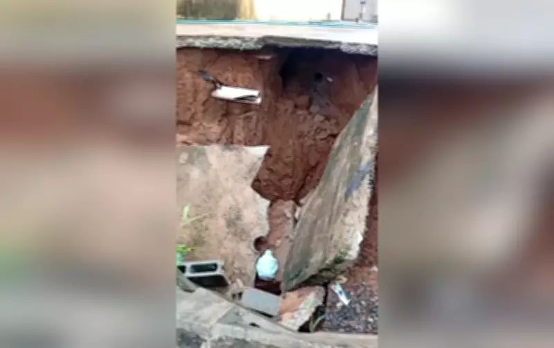 Muro de casa desaba após temporal em Torre de Pedra; ninguém se feriu