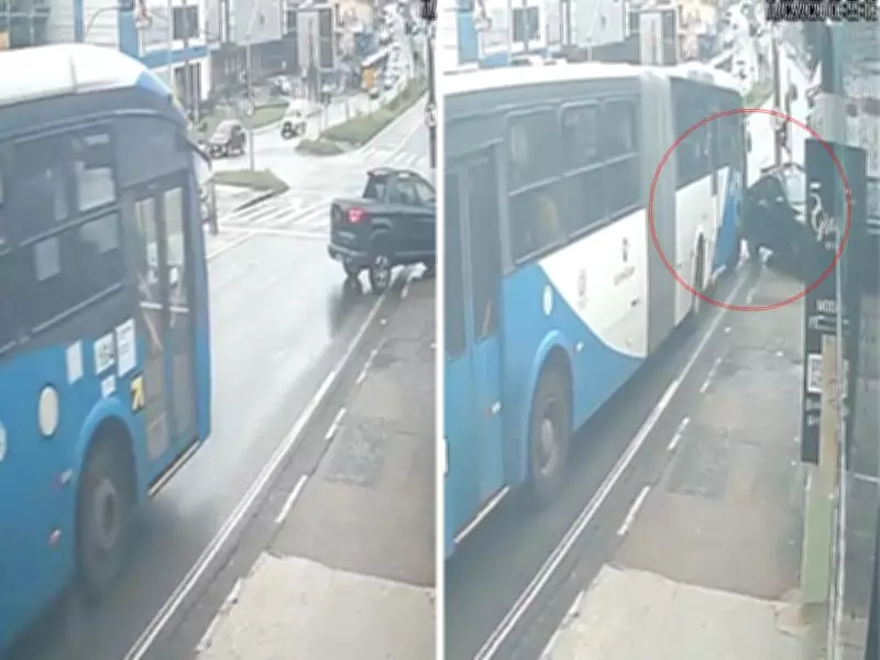 Ônibus colide com caminhonete em Campinas após conversão irregular na Av. Amoreiras