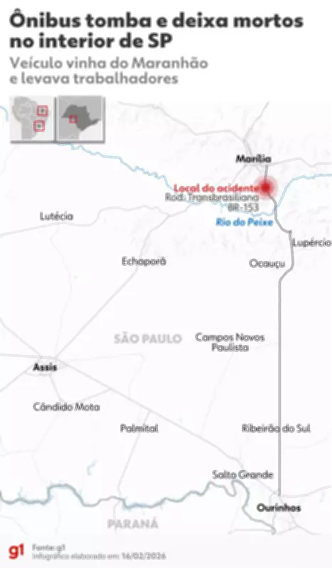 Ônibus irregular com trabalhadores rurais tomba na BR-153 e deixa seis mortos e 45 feridos