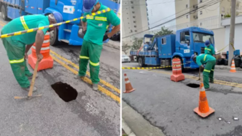 Novo buraco se abre em rua de São José dos Campos, aumentando preocupação de moradores