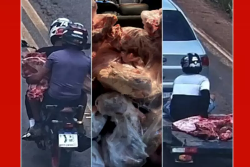 Onze suspeitos são identificados por saque de carne após tombamento de caminhão em MT