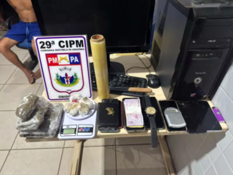 Operação da PM apreende 1 kg de drogas em ponto de venda noturno em Óbidos, PA