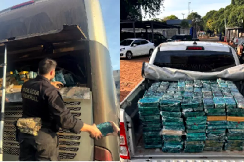 PF apreende 745 kg de cocaína e prende dois homens em ônibus em Campo Grande