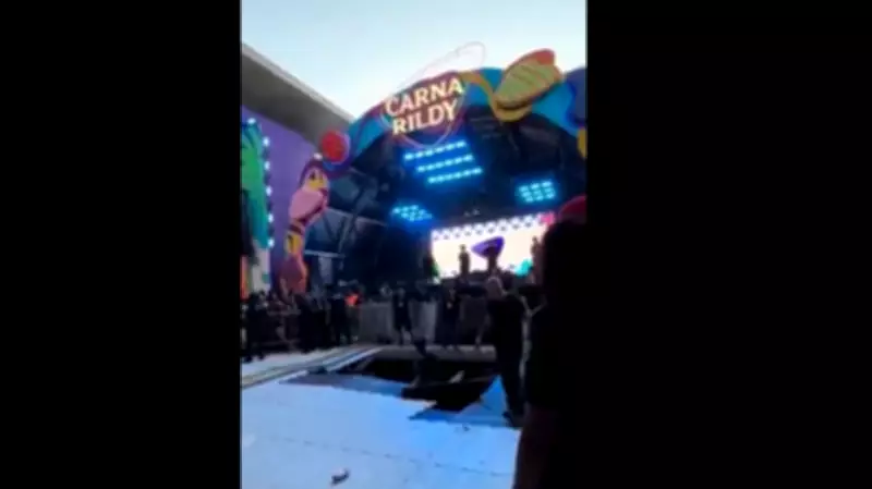 Piso cede durante show de carnaval na Cidade das Artes, no Rio de Janeiro