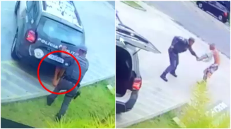 PM usa porta de viatura para prensar pernas de suspeito detido em Mauá, SP