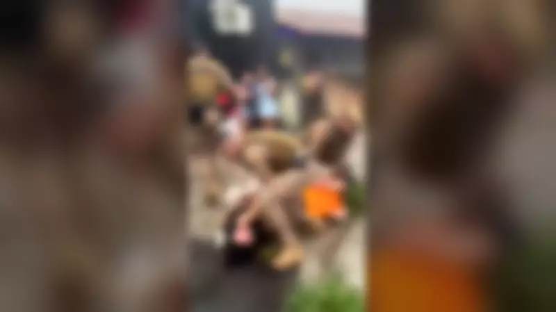 Policial militar dá tapa no rosto de mulher caída no chão durante ocorrência em Florianópolis