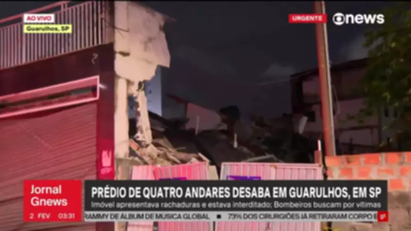 Prédio de quatro andares desaba em Guarulhos após anos de abandono