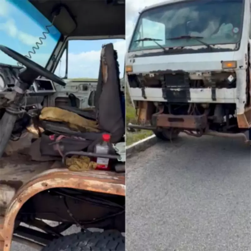 PRF apreende caminhão sem faróis, placas e com pneus carecas na BR-101 no RN