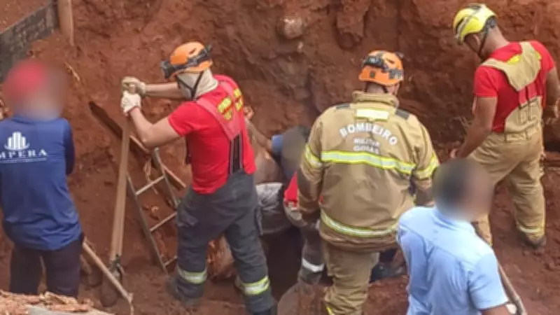 Quatro trabalhadores são resgatados após soterramento parcial em obra de terminal em Senador Canedo