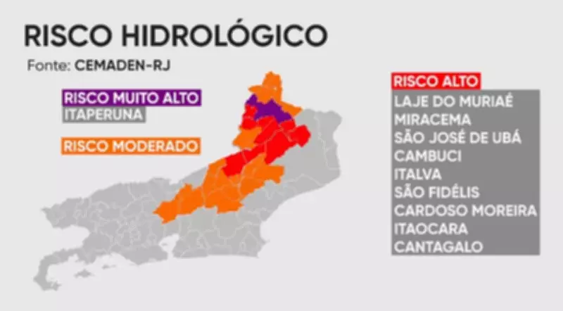 Rio de Janeiro mantém alerta para chuvas fortes com risco hidrológico alto