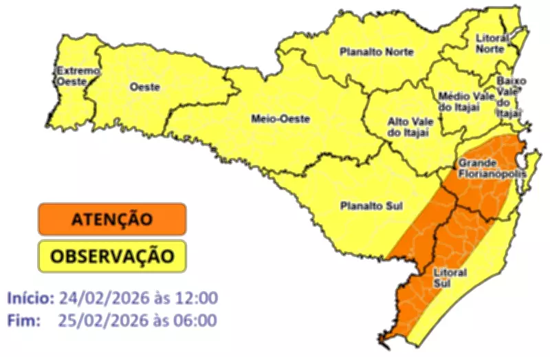 Tempo instável e risco de temporais marcam a semana em Santa Catarina