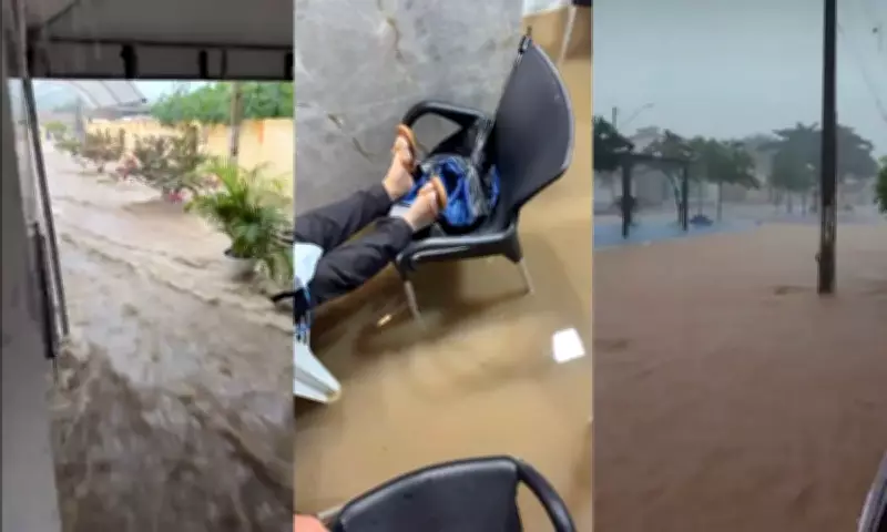 Temporal inunda ruas e prédios públicos em Ituaçu, sudoeste da Bahia