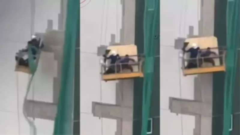 Trabalhadores ficam presos em andaime durante chuva com ventania em Imperatriz