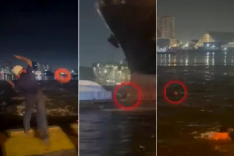 Tripulantes pulam no mar segundos antes de navio atingir balsa no Porto de Santos