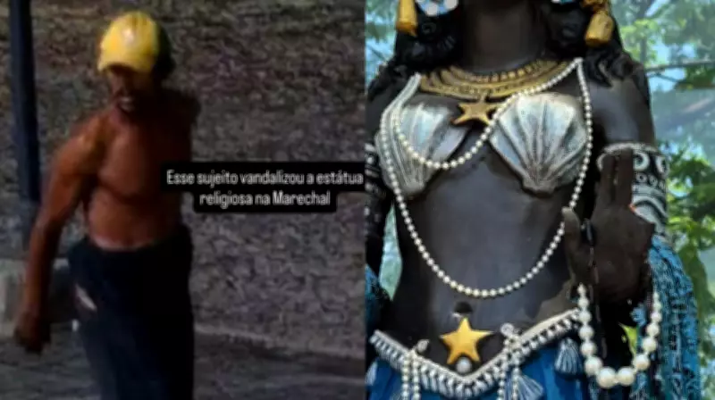 Vandalismo em estátua de Iemanjá em Teresina: polícia divulga foto de suspeito