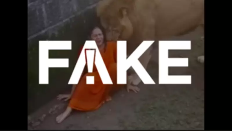 Vídeo de leão cheirando mulher em zoológico da Índia é falso e foi criado com inteligência artificial
