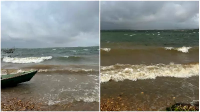 Ventos e chuvas criam 'praia' no Açude Orós, no interior do Ceará