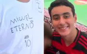 Amigos homenageiam neto de prefeito morto pelo pai em Itumbiara com camisetas 'Miguel Eterno'