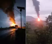 Carreta com combustíveis explode na Serra de Petrópolis após sair da pista e colidir