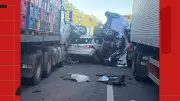Engavetamento com dez veículos interdita BR-101 em Iconha, ES; uma pessoa gravemente ferida