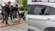 Homem vandaliza veículos e ataca policiais em Sobral, sendo baleado e preso