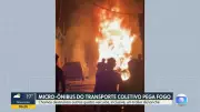 Micro-ônibus pega fogo e incêndio destrói cinco veículos em bairro de Belo Horizonte