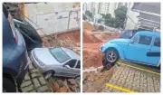 Muro desaba em obra da Prefeitura de SP e soterra carros na Mooca