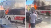 Ônibus pega fogo em Cidade Tiradentes, na Zona Leste de São Paulo