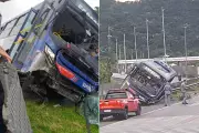Ônibus perde controle, invade pista contrária e causa congestionamento em rodovia do litoral paulista