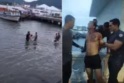 Suspeito é capturado no mar após tentar fugir nadando em Santos, litoral de São Paulo