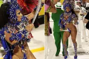Viviane Araújo brilha como rainha de bateria no Carnaval de Santos 2026