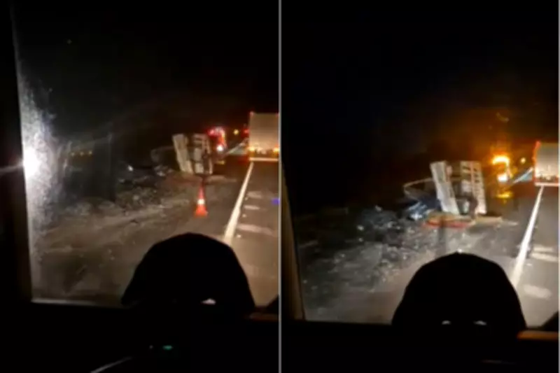 Acidente com carreta carregada de vidro bloqueia pista da Régis Bittencourt em SP