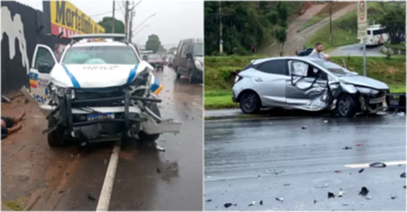 Acidente com viatura da PM deixa três feridos na Avenida Brasil em Juiz de Fora