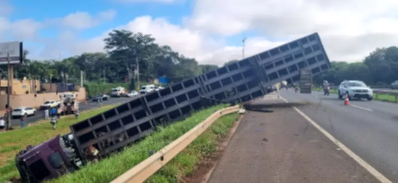 Acidente entre carro e caminhão boiadeiro na BR-153 deixa bezerros mortos e motorista preso