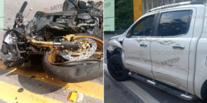 Acidente fatal na Mogi-Bertioga: motociclista morre e mulher fica ferida após colisão com caminhonete