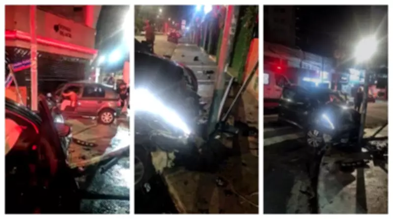 Acidente no Tatuapé termina com carro invadindo salão de beleza após avanço de sinal