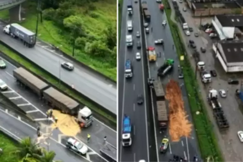 Acidentes consecutivos na Rodovia Cônego Domênico Rangoni causam congestionamento de 5 km em Guarujá