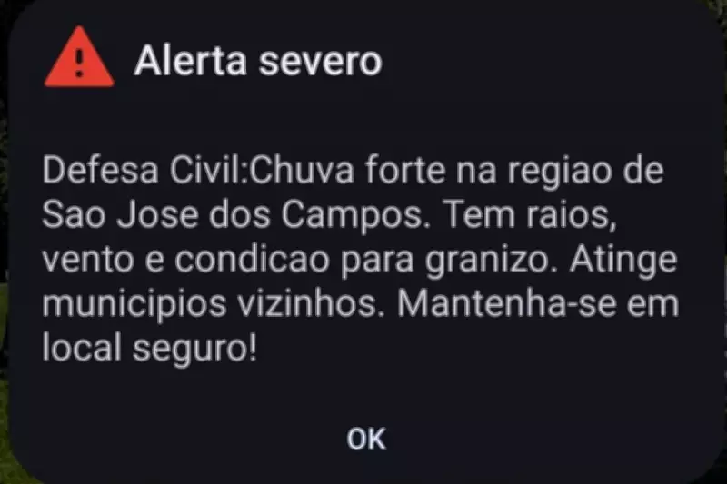 Alerta de chuva forte com granizo atinge celulares em São José dos Campos e região