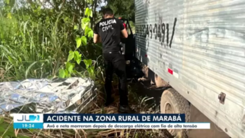 Avô e neta morrem carbonizados após caminhão atingir fiação de alta tensão no Pará