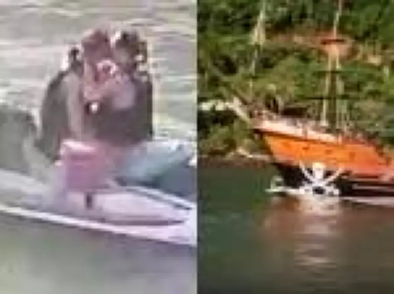 Beijo em jet ski quase vira tragédia após atropelamento por barco pirata em Balneário Camboriú