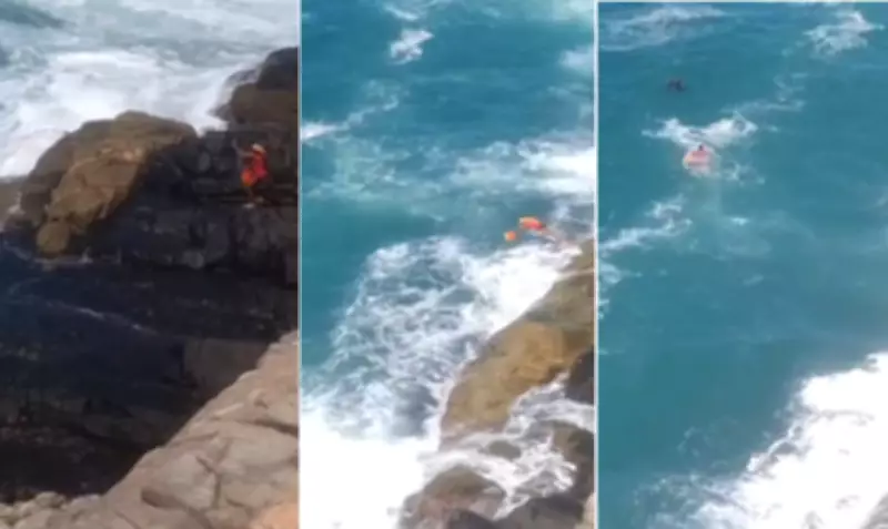 Bombeiro realiza resgate heroico em Cabo Frio após salto de costão rochoso