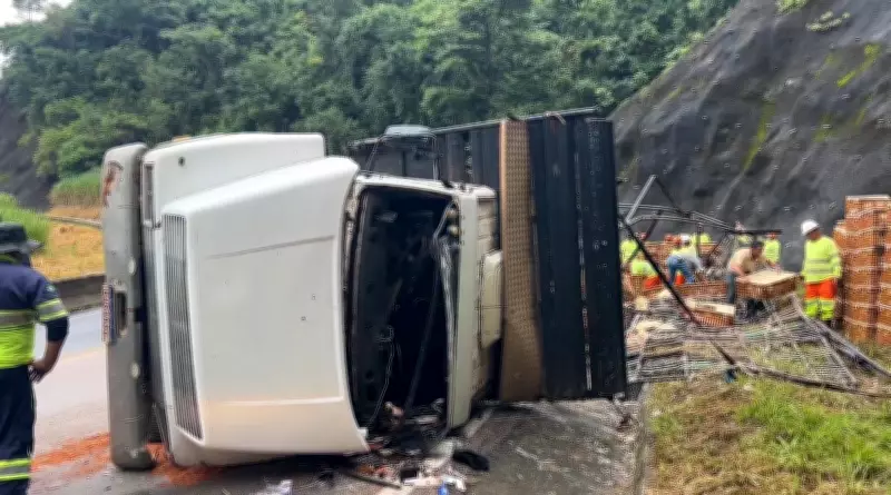 Caminhão Tomba na Serra de Botucatu com Mais de 3 Mil Frangos a Bordo